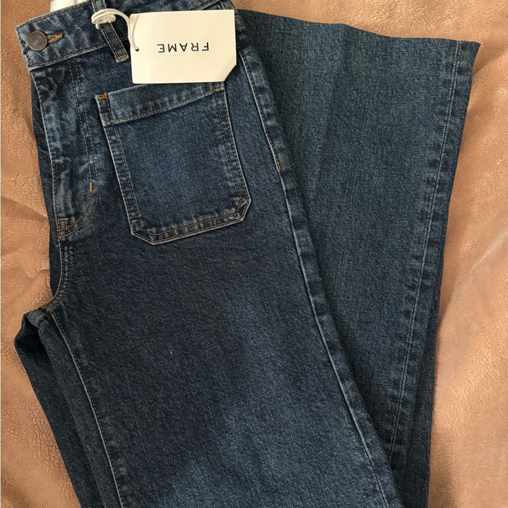 NWT Frame Denim “The Refined” High Waist Wide Leg Women's Jeans in Medium Blue